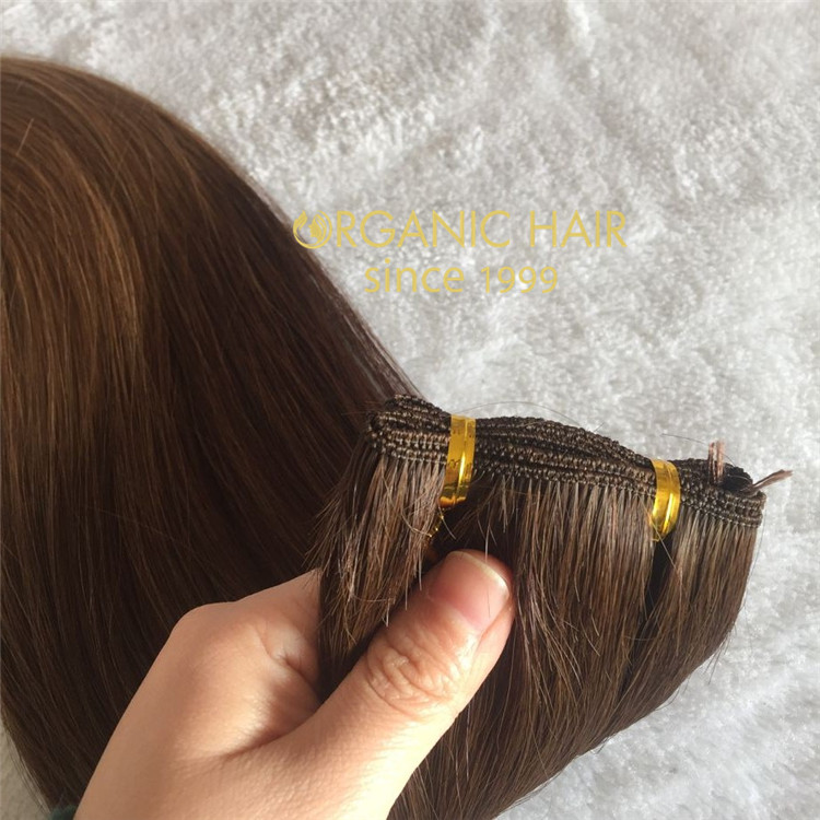 High quality full cuticle hair extensions-- hand tied weft color#6-20 C35